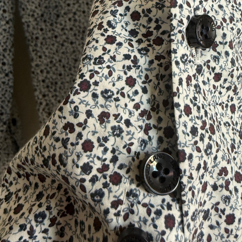 Jared Lang After Hours Men’s Collared Button Down Shirt White Navy Floral Large - Picture 8 of 8
